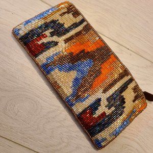 MOYNA IKAT Bugle Bead Clutch